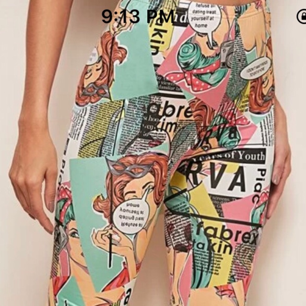 Multi color print leggings